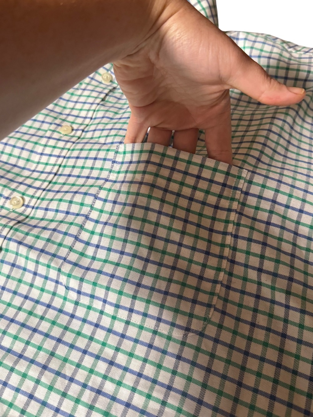 Stafford Tailored Culture Regular Fit Oxford Shirt size 18 34-35 Green Grid plai - Picture 4 of 15